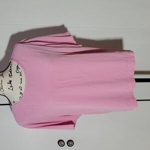 Cynthia Max- Womens Pink Short Sleeve Top Soft Tencel Minimalist Sz.XL